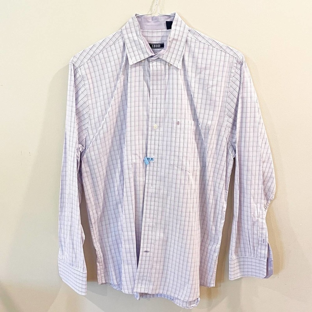 IZOD Plaid Button Down Long Sleeve Top Medium